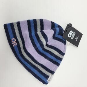 Outdoor Research Beanie Spitsbergen Windstopper Lambswool Knit Stripe Blue Gray